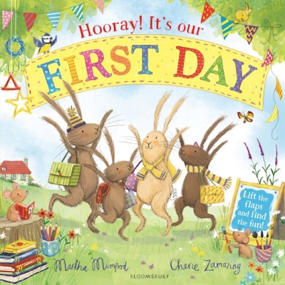 Book cover image - Hooray! It’s Our First Day: A Lift-the-Flap Adventure