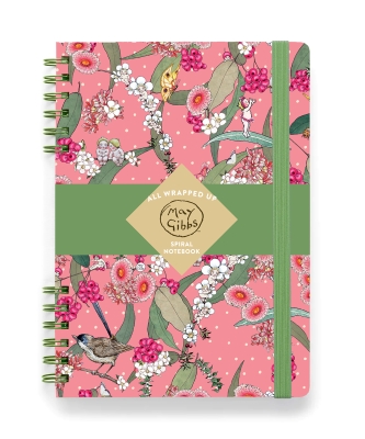 Book cover image - All Wrapped Up:&nbsp; May Gibbs Spiral Notebook